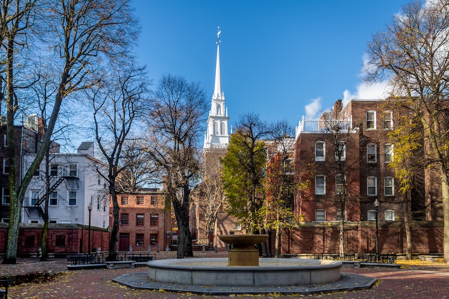 Paul Revere Mall and Old North Church - Boston, Massachusetts, USA