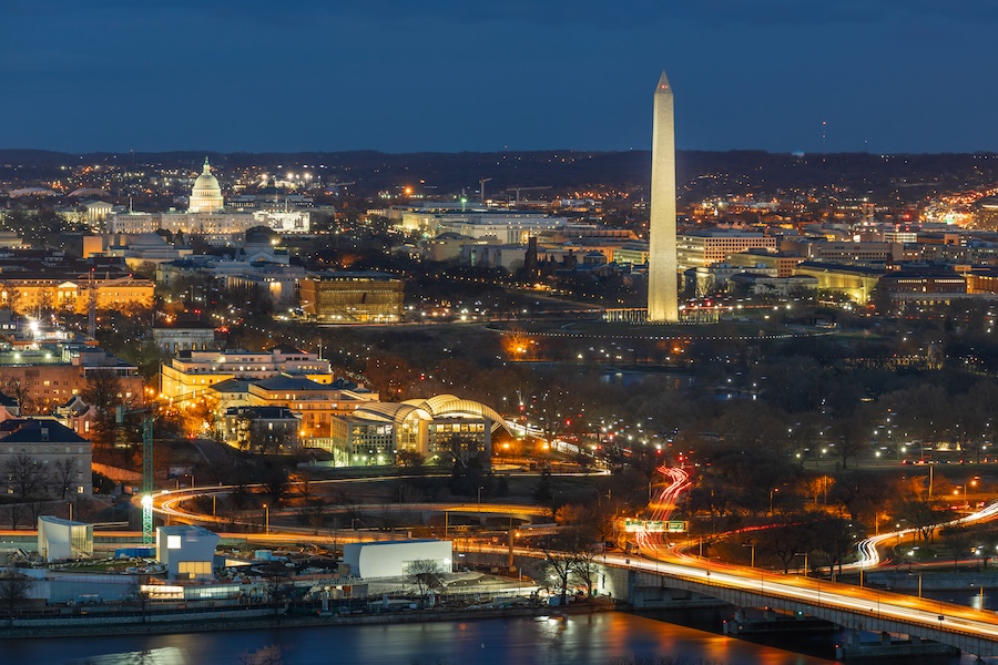 Top view scene of Washington DC down town which can see United states Capitol, washington